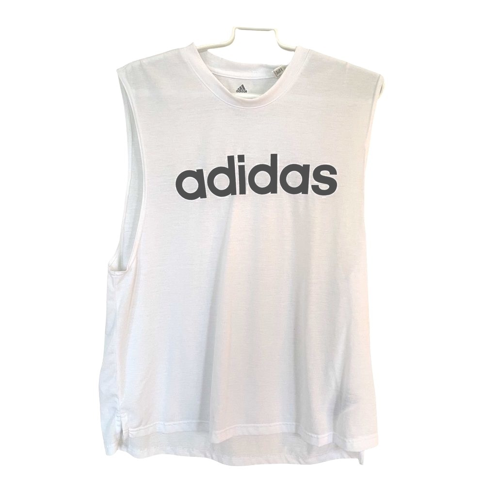 ADIDAS Women's Sleeveless Training Tank Shirt White/Black Logo XL